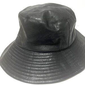 Anthropologie Midnight Black Leather Hat